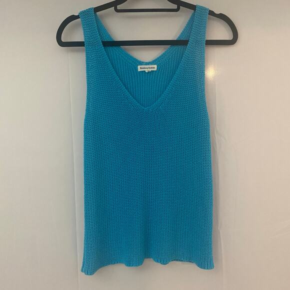 Newbury Kustom Turquoise Knit Tank Top, Lightweight V-Neck, Size L - Picture 1 of 8